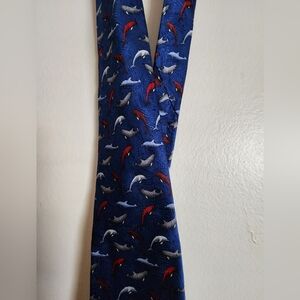 Nautical Blue Dolphin Print Men's Tie